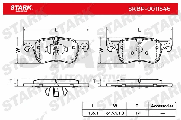 Kit de plaquettes de frein, frein à disque Stark SKBP-0011546