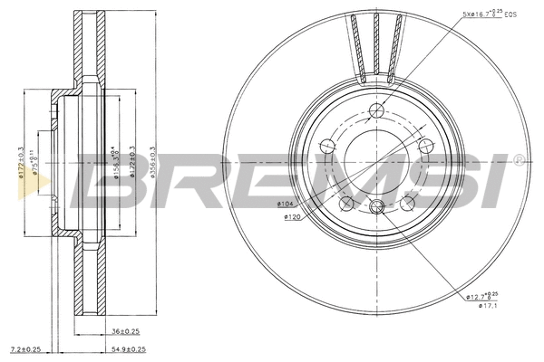 Disque de frein BREMSI CD7584V