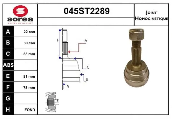Jeu de joints, arbre de transmission STARTCAR 045ST2289