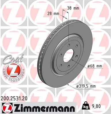 Disque de frein ZIMMERMANN 200.2531.20