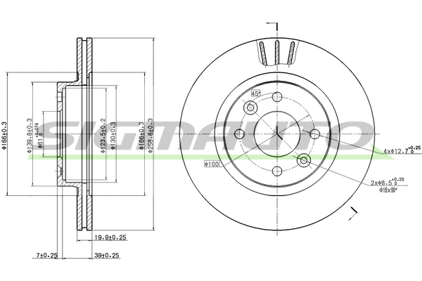 Disque de frein SIGMAUTO DBA159V