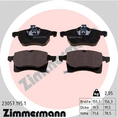 Kit de plaquettes de frein, frein à disque ZIMMERMANN 23057.195.1