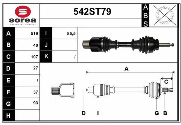 Arbre de transmission STARTCAR 542ST79