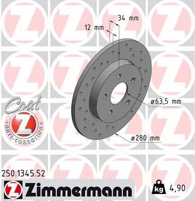 Disque de frein ZIMMERMANN 250.1345.52