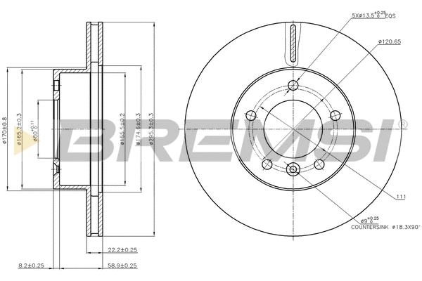 Disque de frein BREMSI CD6295V