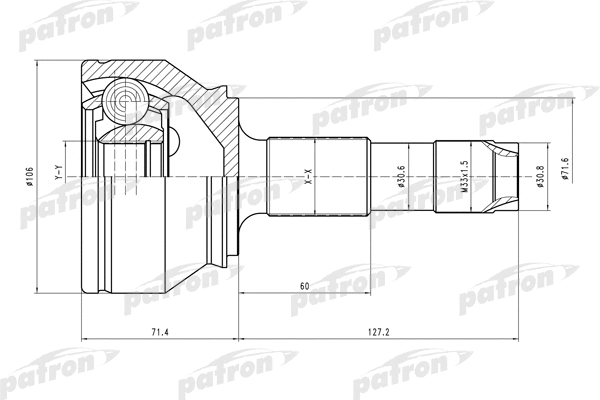 Jeu de joints, arbre de transmission PATRON PCV4598