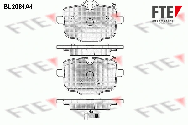 Kit de plaquettes de frein, frein à disque FTE 9010665