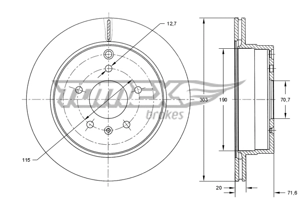 Disque de frein TOMEX Brakes TX 73-71