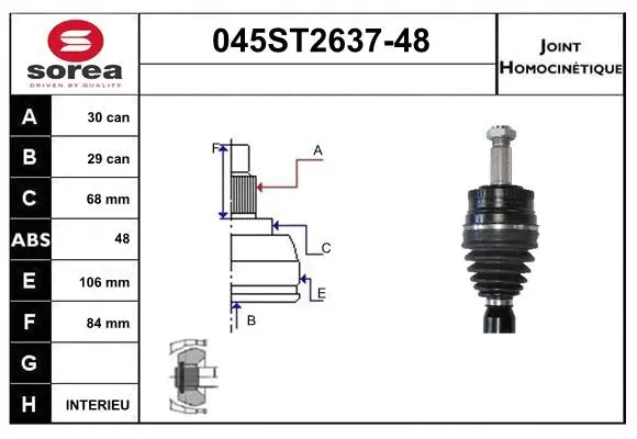 Jeu de joints, arbre de transmission STARTCAR 045ST2637-48