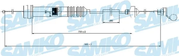 Tirette à câble, commande d'embrayage SAMKO C0013C