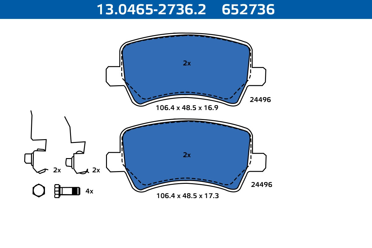 Kit de plaquettes de frein, frein à disque ATE-APAC 13.0465-2736.2