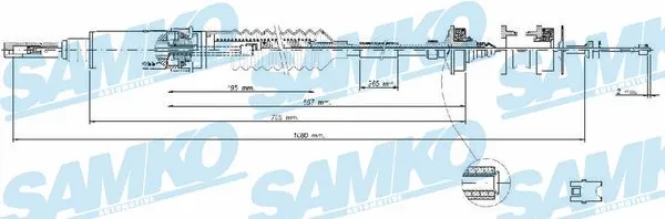 Tirette à câble, commande d'embrayage SAMKO C0240C