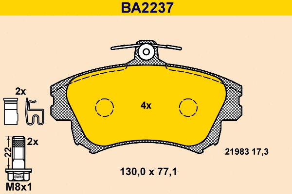 Kit de plaquettes de frein, frein à disque BARUM BA2237