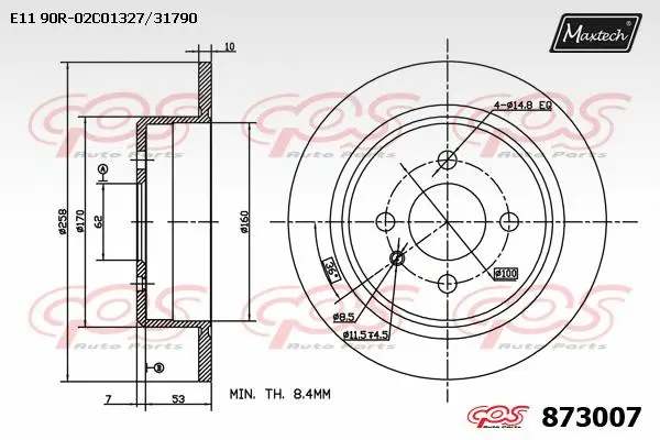 Disque de frein MAXTECH 873007