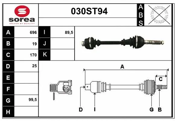 Arbre de transmission STARTCAR 030ST94