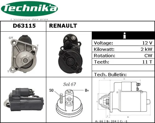 Démarreur Technika D63115