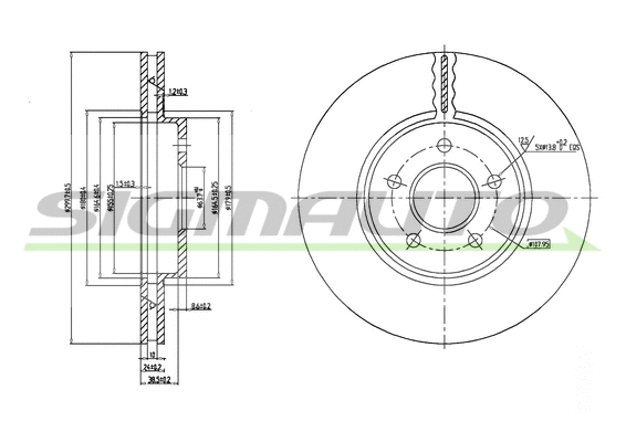 Disque de frein SIGMAUTO DBB125V