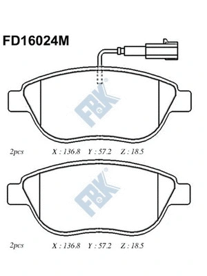 Kit de plaquettes de frein, frein à disque FBK FD16024M