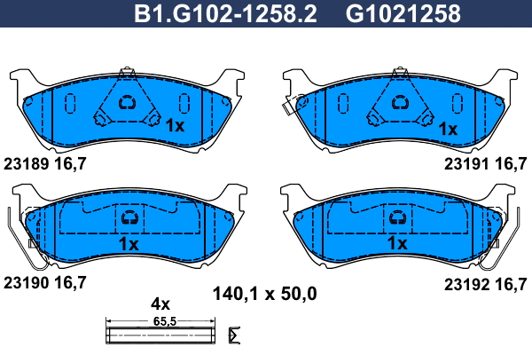 Kit de plaquettes de frein, frein à disque GALFER B1.G102-1258.2