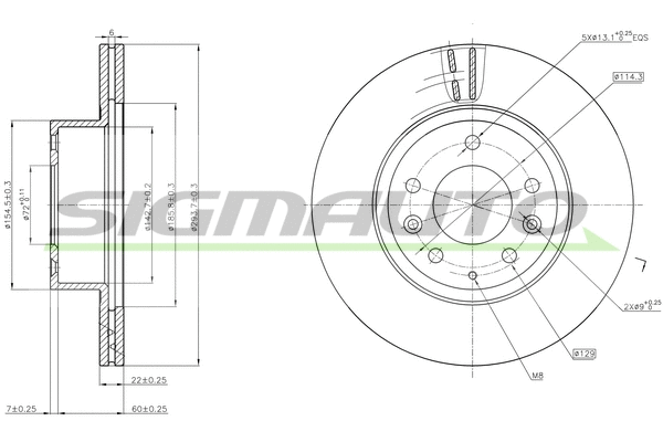 Disque de frein SIGMAUTO DBA736V