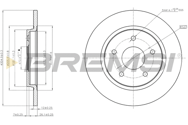Disque de frein BREMSI CD7808S