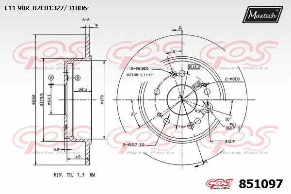 Disque de frein MAXTECH 851097