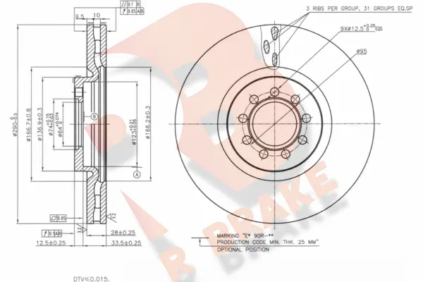 Disque de frein R BRAKE 78RBD28762