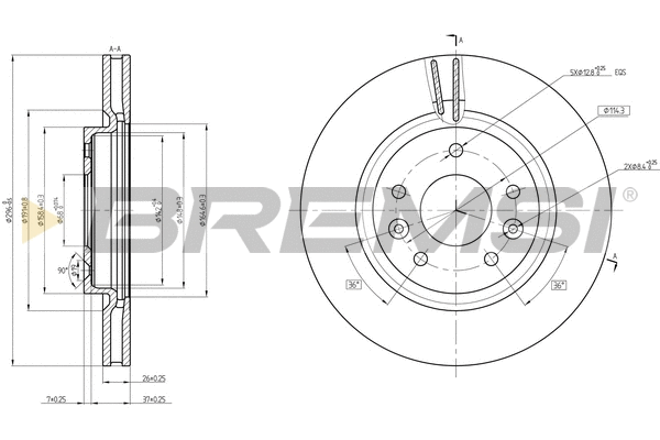 Disque de frein BREMSI CD8466V