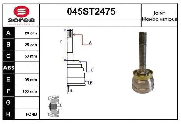 Jeu de joints, arbre de transmission STARTCAR 045ST2475