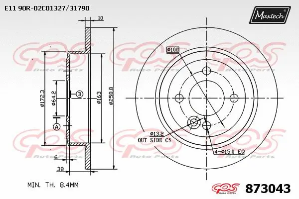 Disque de frein MAXTECH 873043