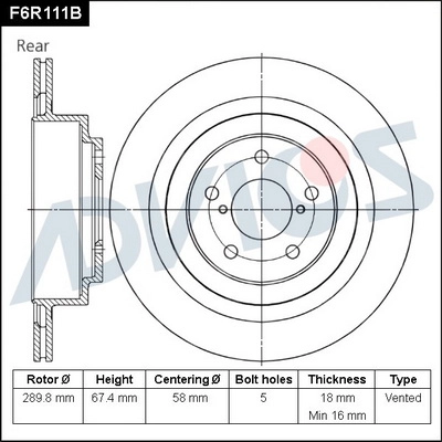 Disque de frein ADVICS F6R111B