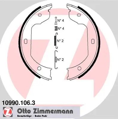 Jeu de mâchoires de frein, frein de stationnement ZIMMERMANN 10990.106.3