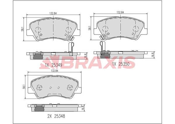 Kit de plaquettes de frein, frein à disque BRAXIS AB0639