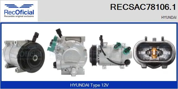 Compresseur, climatisation RECOFICIAL RECSAC78106.1
