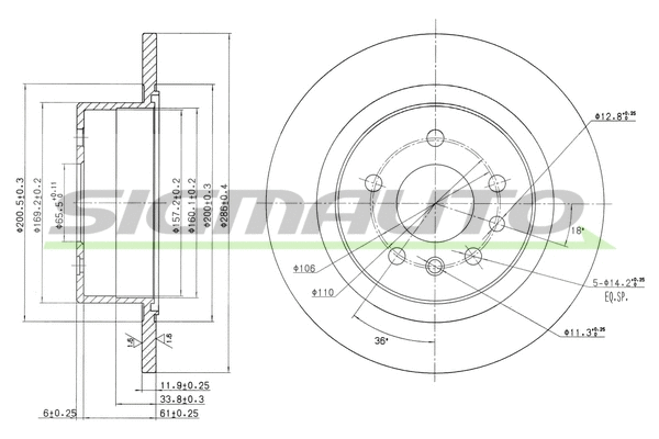 Disque de frein SIGMAUTO DBA698S