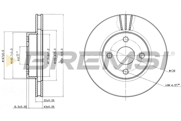 Disque de frein BREMSI CD7335V