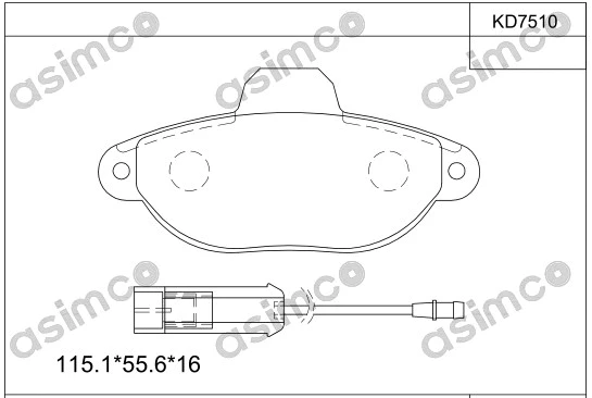 Kit de plaquettes de frein, frein à disque ASIMCO KD7510