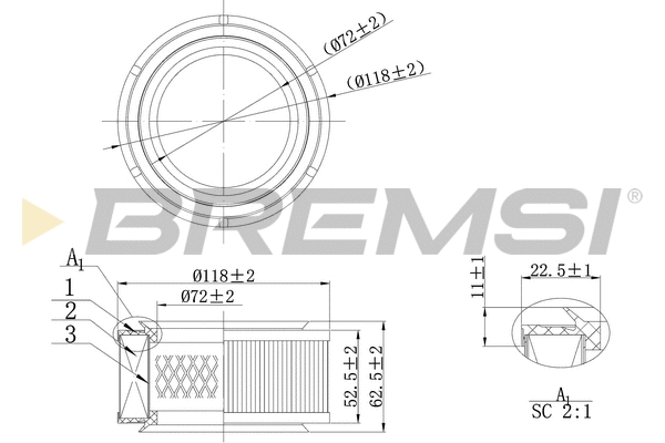 Filtre à air BREMSI FA2033