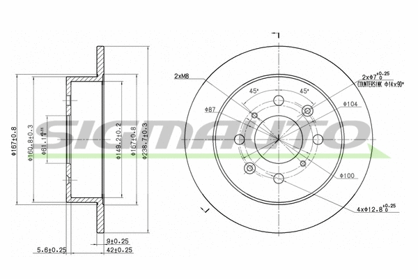 Disque de frein SIGMAUTO DBA950S