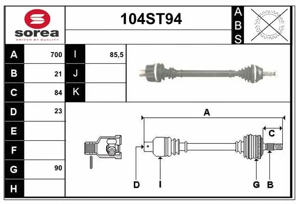 Arbre de transmission STARTCAR 104ST94