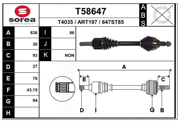 Arbre de transmission EAI T58647