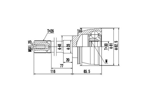 Jeu de joints, arbre de transmission DYNAMATRIX DCV857009