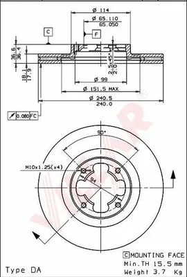 Disque de frein VILLAR 628.1107