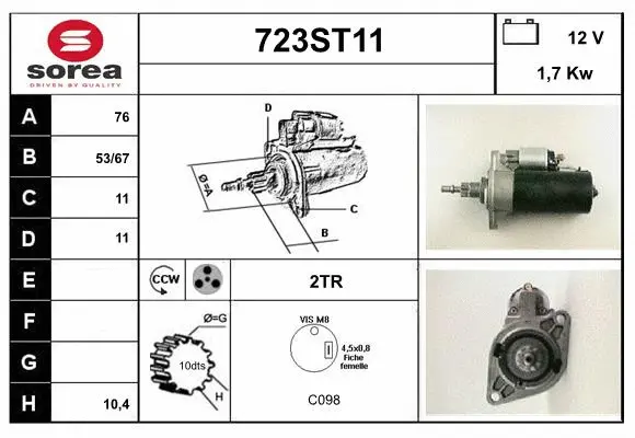 Démarreur STARTCAR 723ST11
