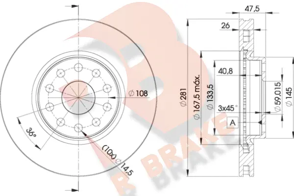 Disque de frein R BRAKE 78RBD24639