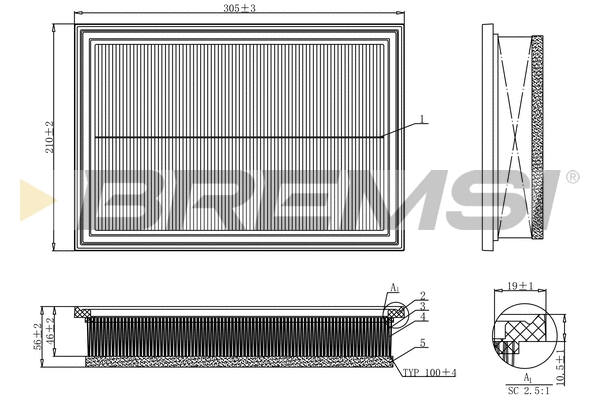 Filtre à air BREMSI FA1158