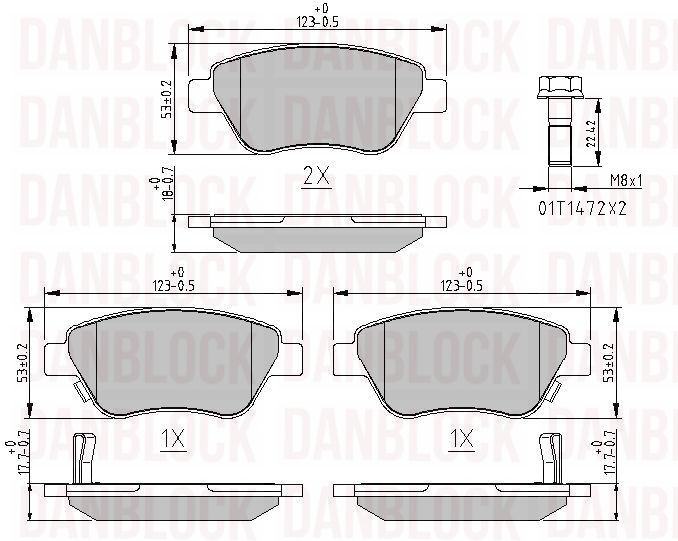 Kit de plaquettes de frein, frein à disque DANBLOCK DB 511134