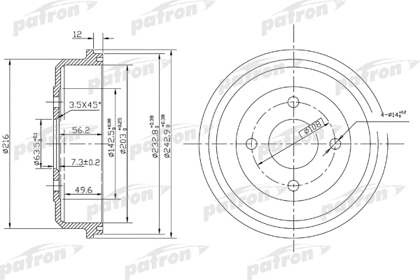 Tambour de frein PATRON PDR1533