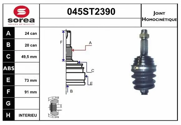 Jeu de joints, arbre de transmission STARTCAR 045ST2390