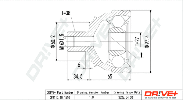 Jeu de joints, arbre de transmission Dr!ve+ DP2110.10.1510